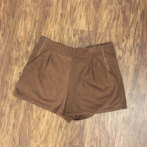 Brown Suede Shorts
